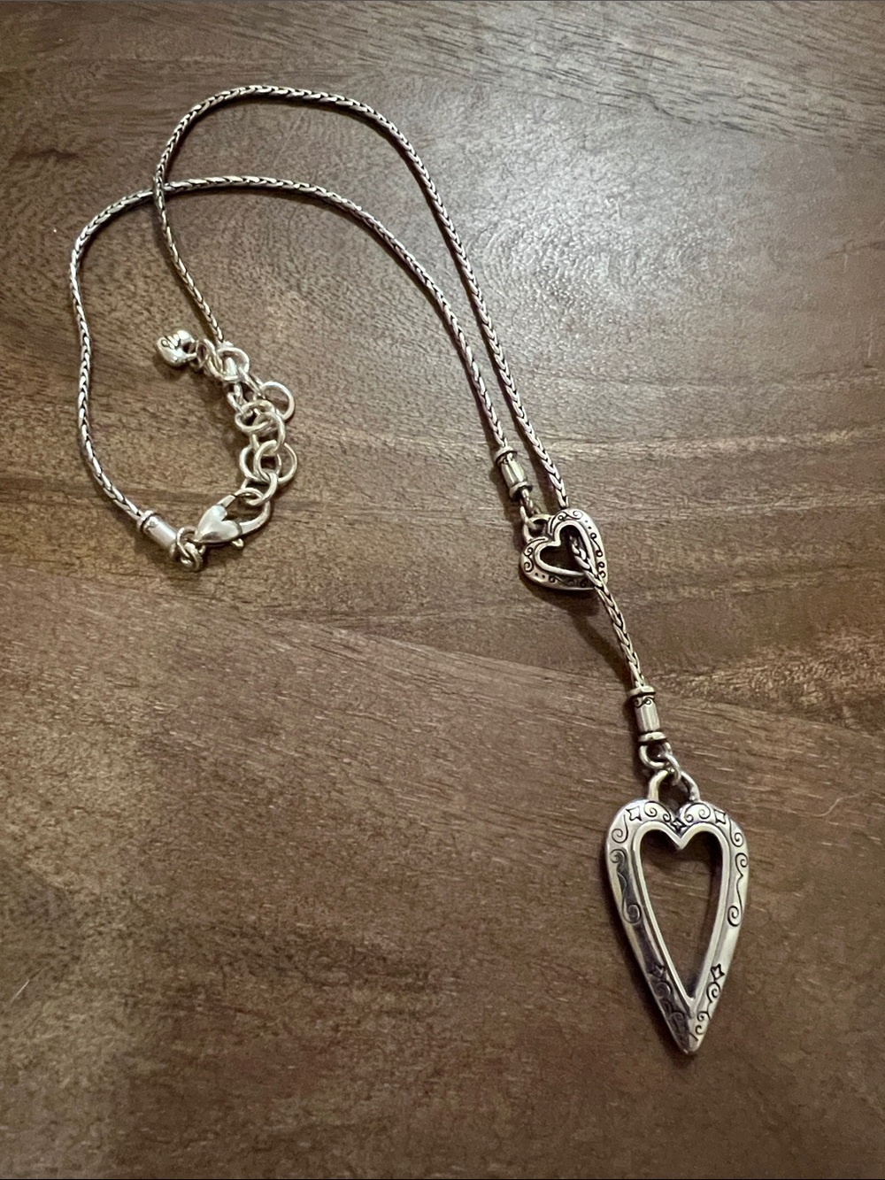 Brighton Silver Heart Lariat Necklace